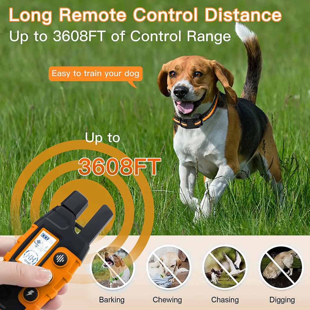 3300Ft Electric Remote Control Dog Training Collar Waterproof Pet Behavior For 5-120lbs Puppy With Shock Vibration