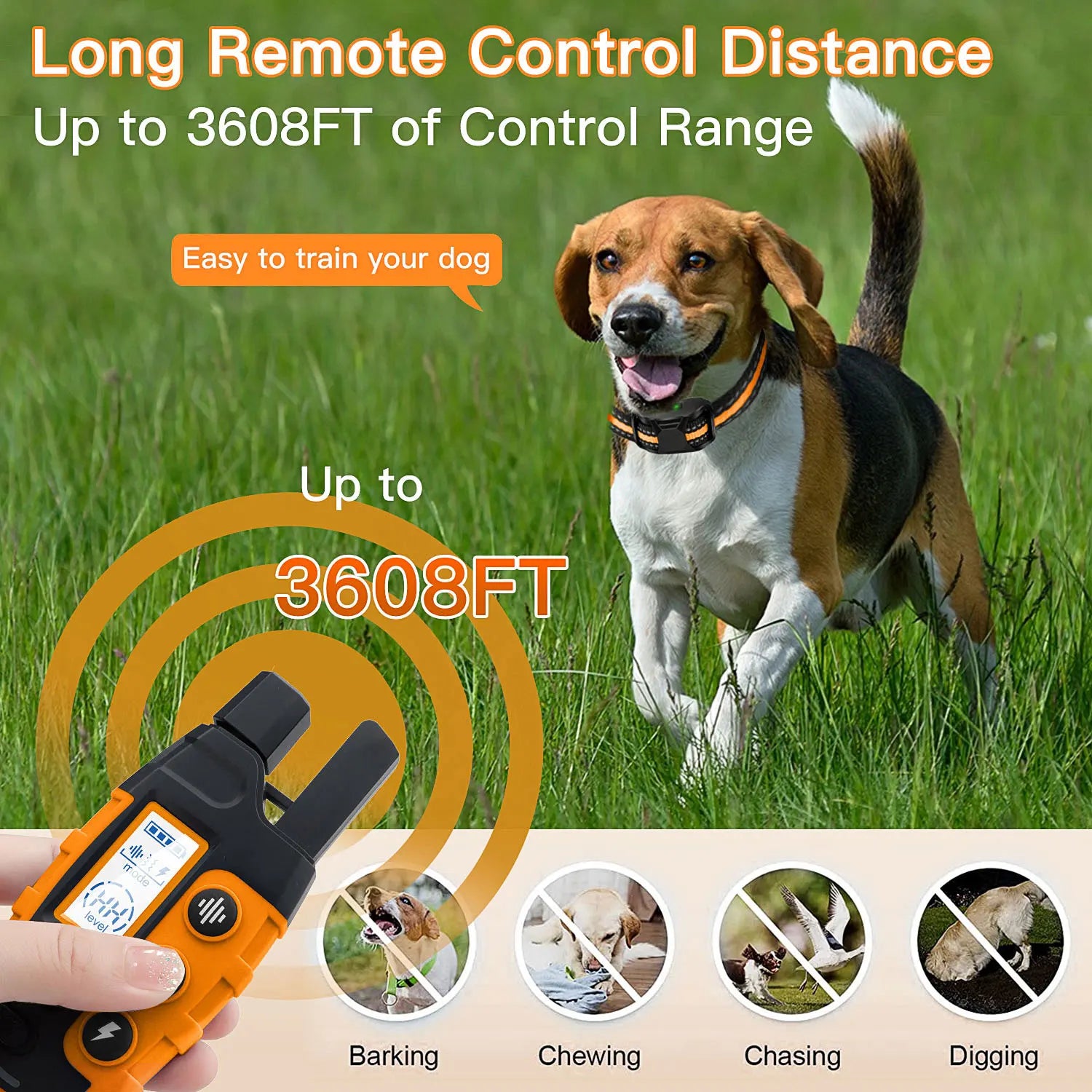 3300Ft Electric Remote Control Dog Training Collar Waterproof Pet Behavior For 5-120lbs Puppy With Shock Vibration