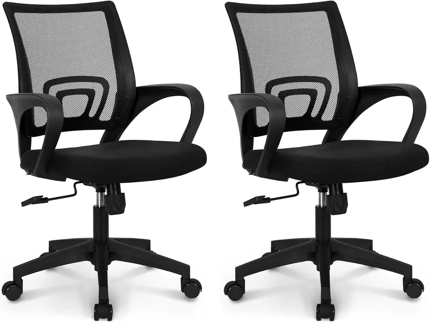 Black Mesh Office Chair Mid Back Lumbar Support Adjustable Height Swivel For Home Computer Desk Task
