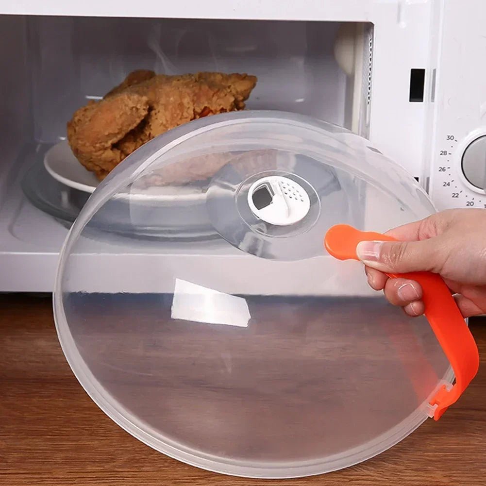 Microwave Food Splash Guard High Temperature Resistant Food Heating Cover with Steam Vent and Handle With Transparent Plate Cover - Lovies Kitchenwares