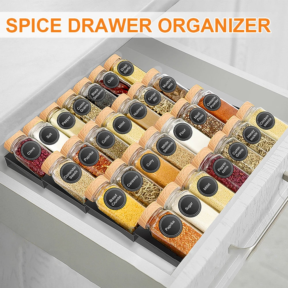 5Pcs Glass Organizer Kitchen Favorite Spice Jar Set With Bamboo Lid