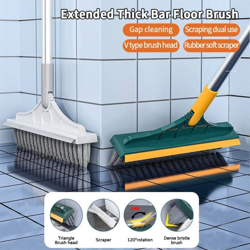 3 In 1 Cleaning Rotating Brush For Multi-Room With Long Handle and Crevice Brush