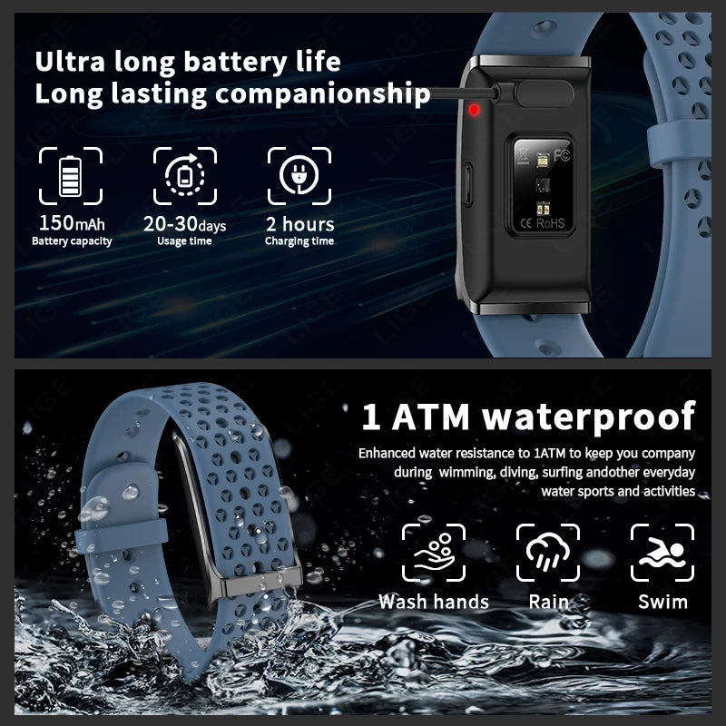 Sport Fitness Tracker Smart Bracelet Heart Rate Blood Pressure Monitor & Smartwatch Band