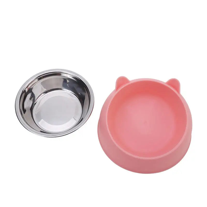 1/2/5pcs Created Inclined Cat Water Bowl & Stainless Steel Feeding Bowl