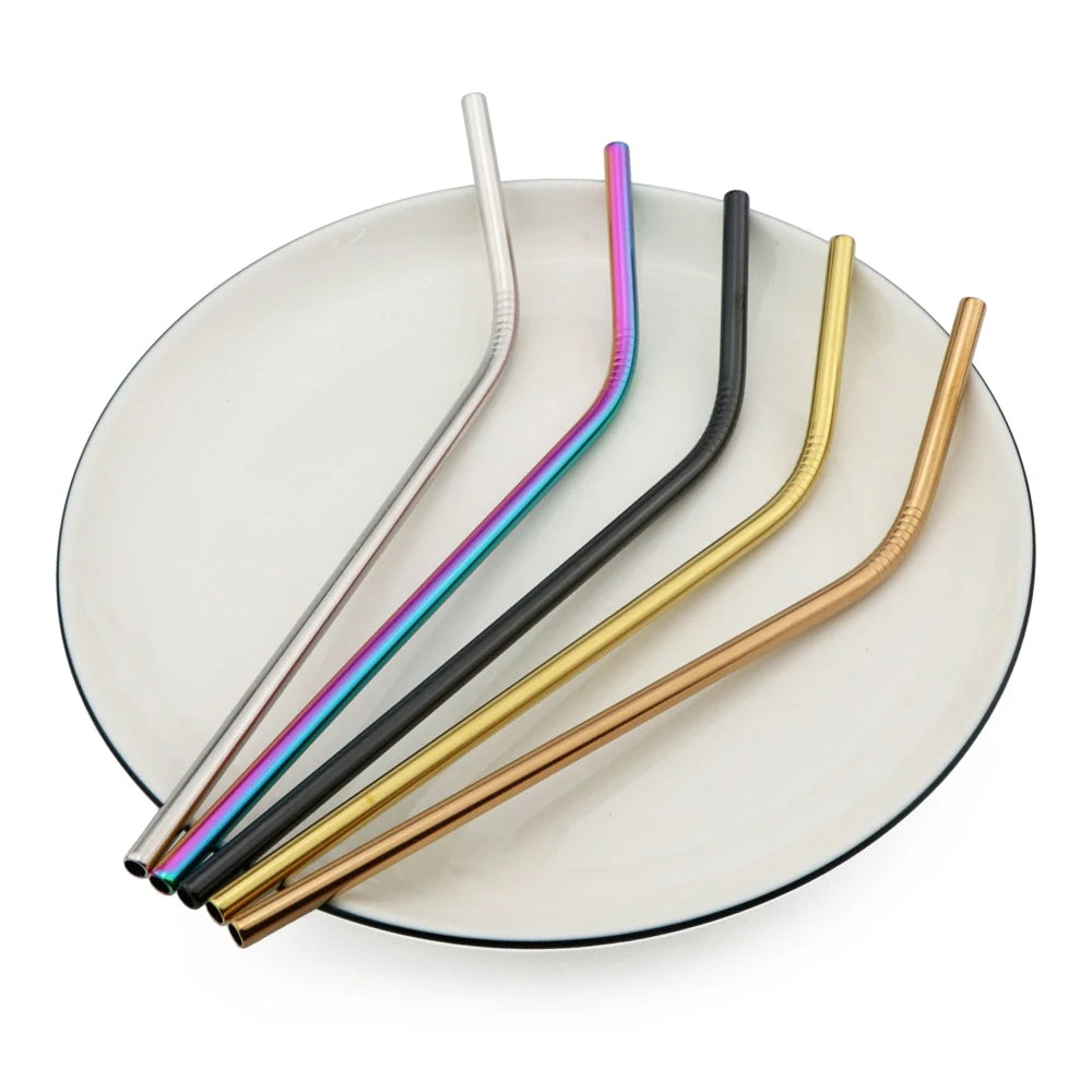 5/10Pcs Reusable Stainless Steel Drinking Straws