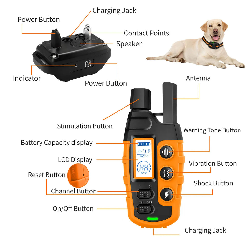 3300Ft Electric Remote Control Dog Training Collar Waterproof Pet Behavior For 5-120lbs Puppy With Shock Vibration