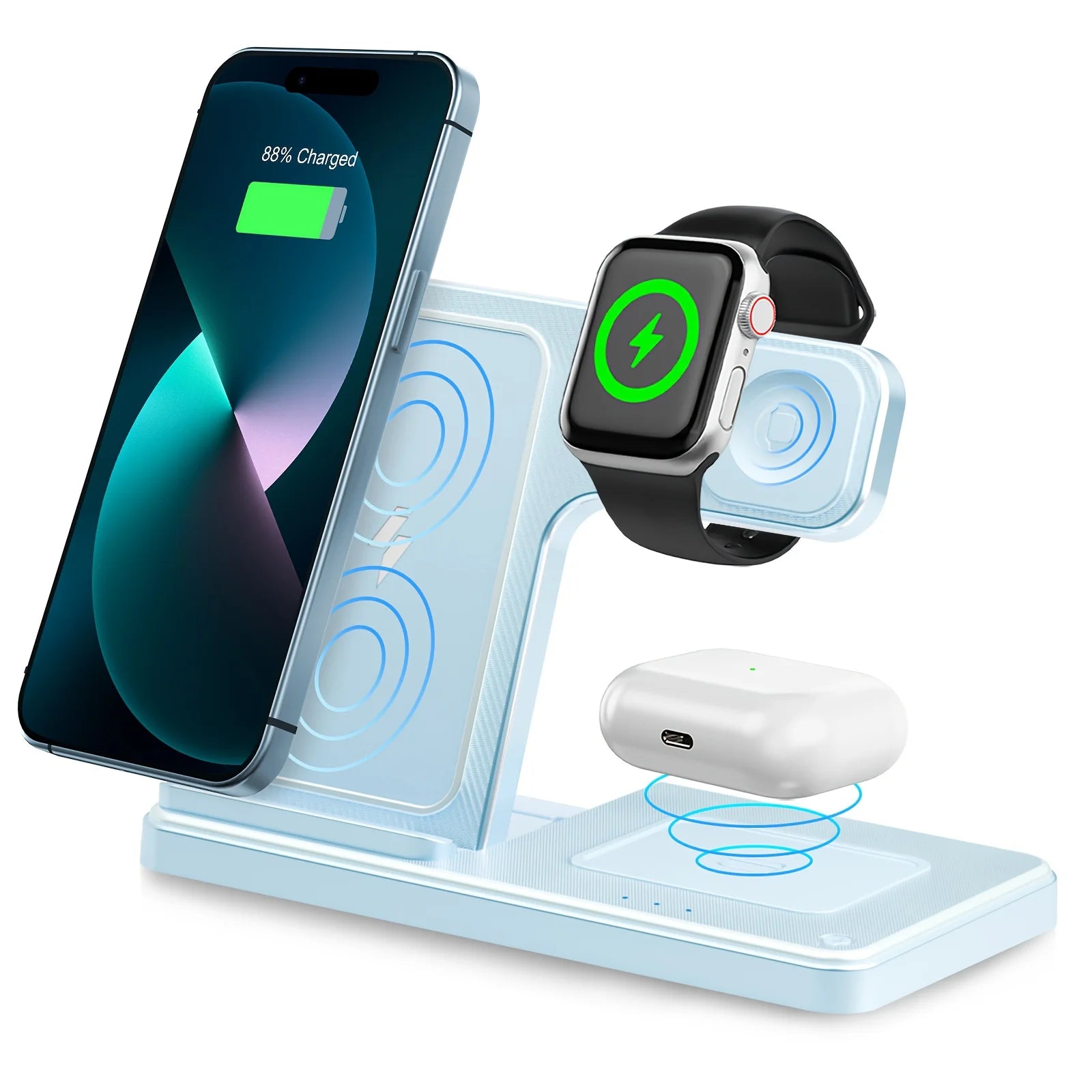 3 In 1 Magnetic Wireless Charger Stand 15W Fast Charging Dock Station Multiple Devices for iPhone
