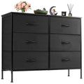 Nightstand 6 Fabric Drawers Dresser Storage Cabinet Furniture