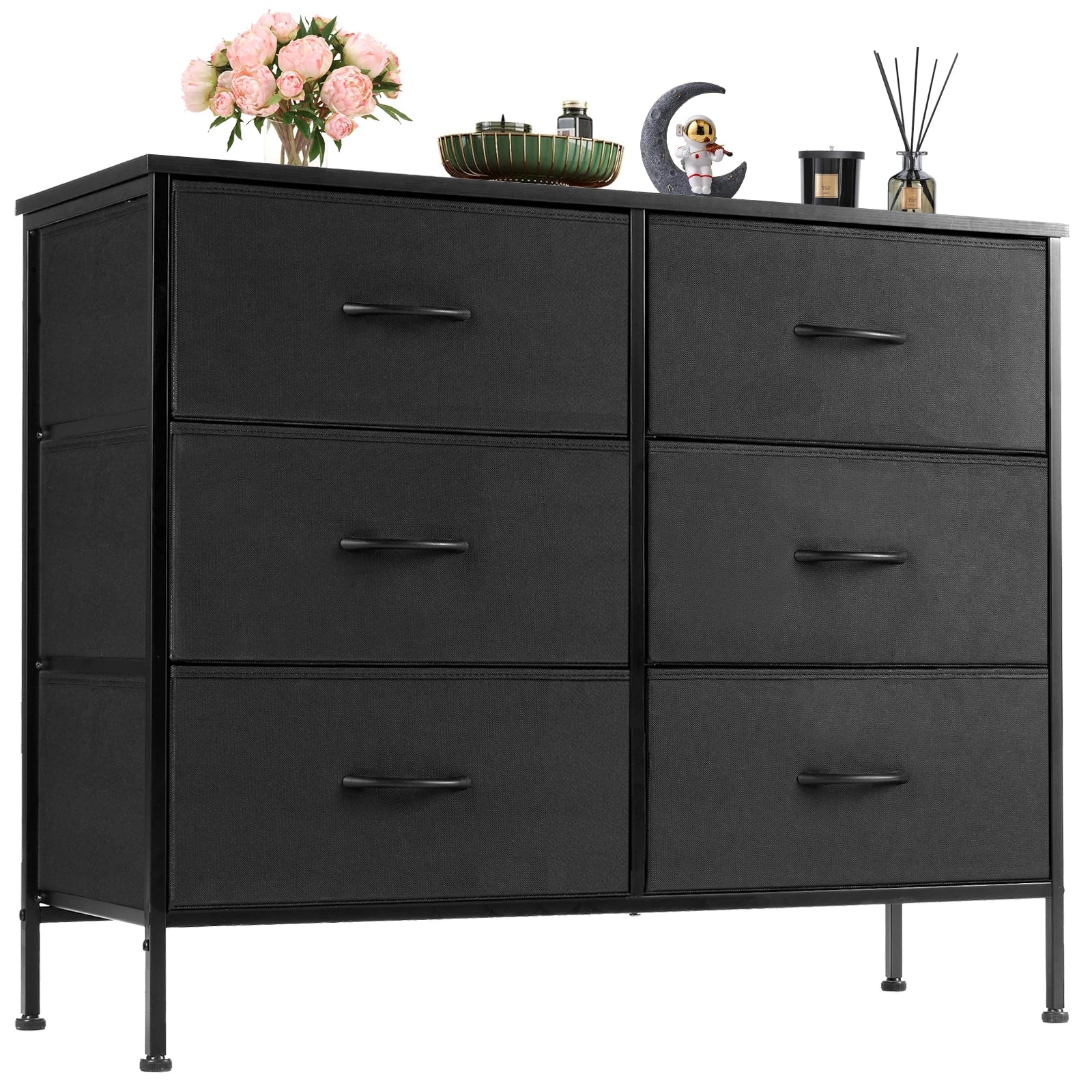 Nightstand 6 Fabric Drawers Dresser Storage Cabinet Furniture