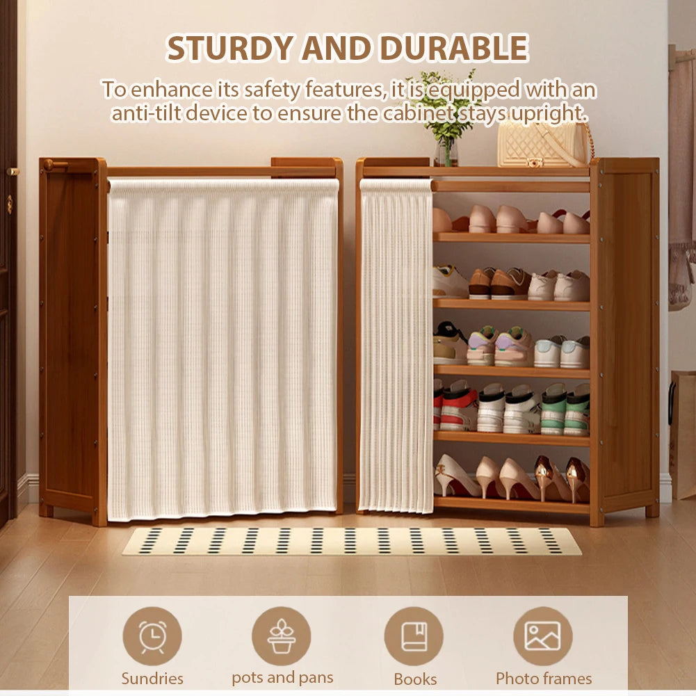 6-Tier Simple Shoe Wooden Cabinet Organizer With Storage Shelves