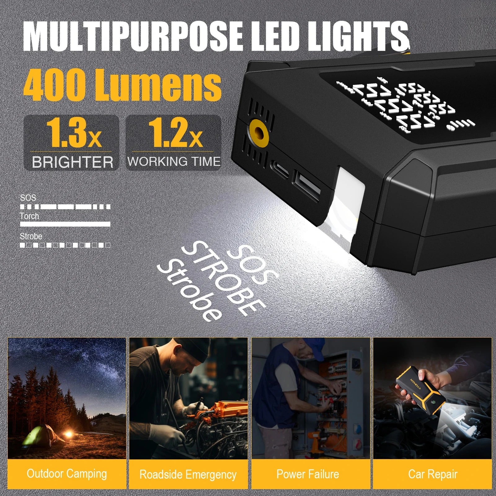 Car Jump Starter with Air Pump 4000A Jump Starter & 150PSI Air Compressor, Portable Auto Power Bank ,Tire Inflator, LED Light