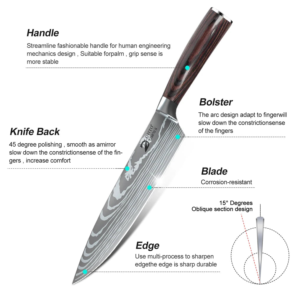 Stainless Steel Kitchen Knife Set Ultra Sharp Cleaver and Utility Knife With Nylon Bag