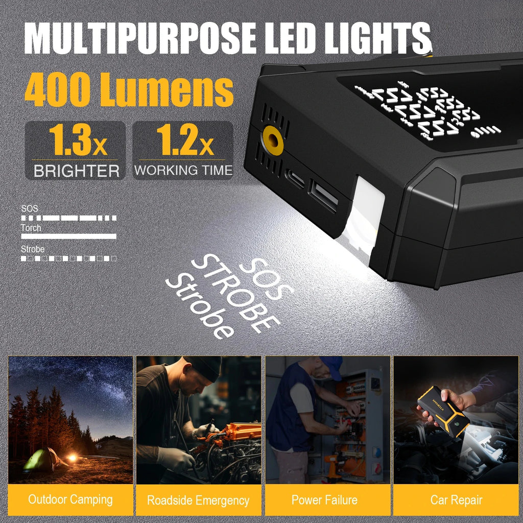 Car Jump Starter with Air Pump 4000A Jump Starter & 150PSI Air Compressor, Portable Auto Power Bank ,Tire Inflator, LED Light