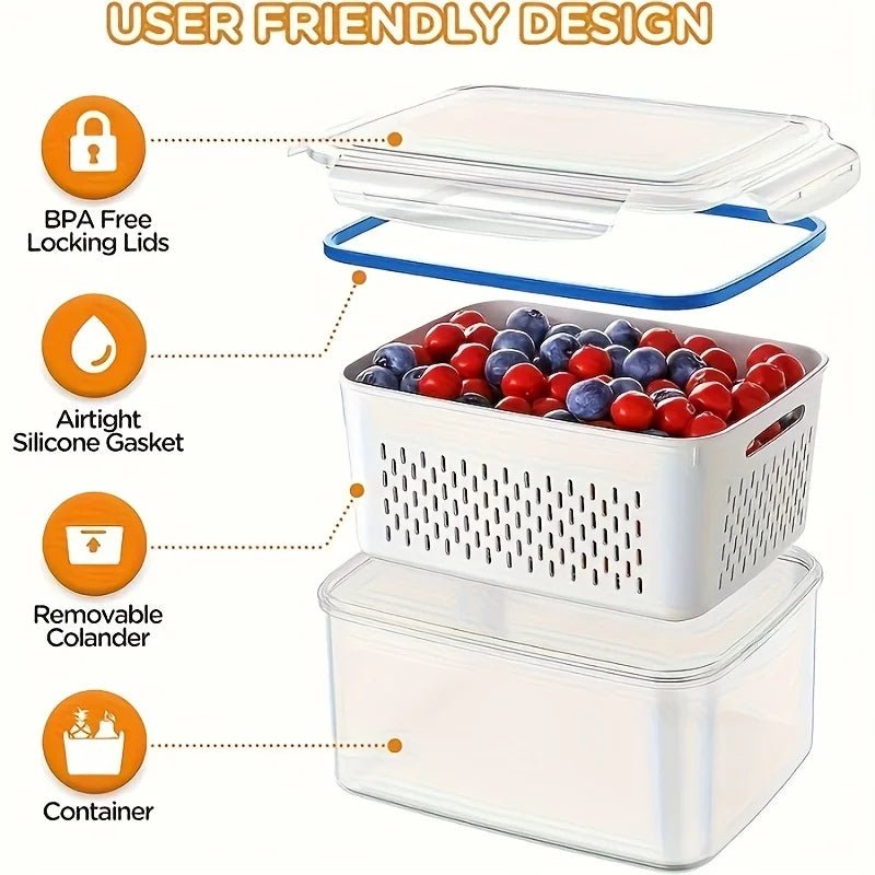 4pcs/Set Leak-Proof Food Storage Containers-Airtight, Stackable Meal Prep Boxes-Suitable for Fruits, Vegetables, Meat & Grains - Lovies Kitchenwares