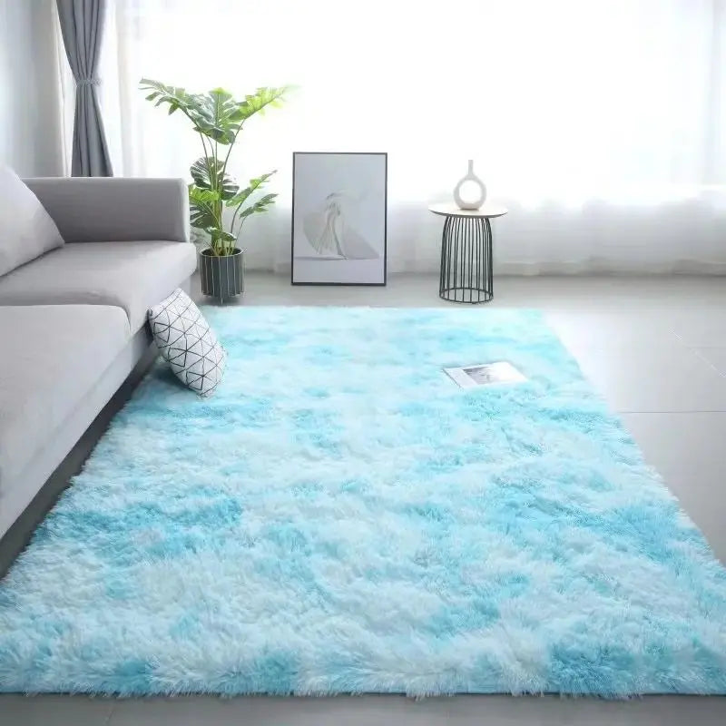 Silk Wool Rugs Multi-Room Tie-Dye Non-Slip Washable Carpet Mats