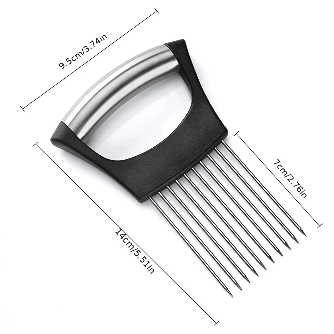 1pc Stainless Steel Multi-Purpose Onion Slicer Holder & Meat Tenderizers With Full Grip Handle