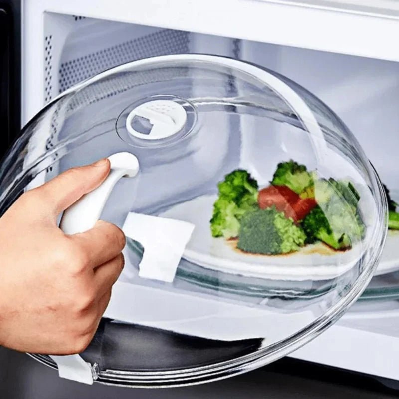 Microwave Food Splash Guard High Temperature Resistant Food Heating Cover with Steam Vent and Handle With Transparent Plate Cover - Lovies Kitchenwares