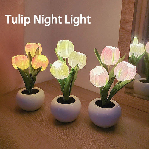 1 PC Tulip LED Night Light, Stimulated Atmosphere Bouquet Light.