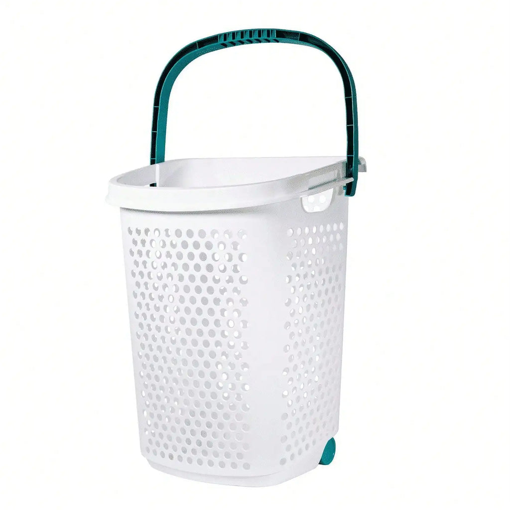 Rolling Laundry Hamper with Pop-Up Handle, Durable Plastic Clothes Basket Organizer.