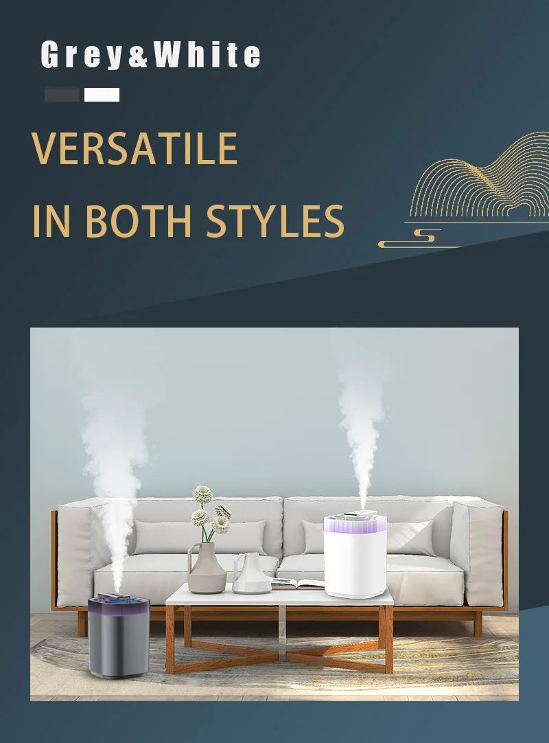 3L Ultrasonic Air Cool Mist USB Aromatic Humidifier with Night Light and 3 Nozzles