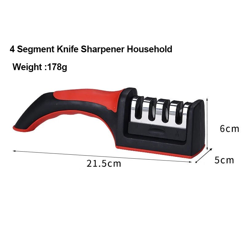 Kitchen 4 Segment Knife Sharpener Multi-Functional Hand-Held Three-Purpose Black Sharpening Stone - Lovies Kitchenwares