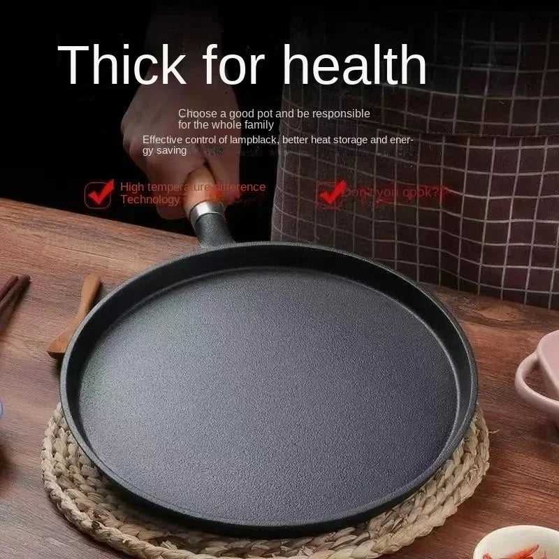 26cm Cast Iron Frying Pan Uncoated Non-stick Multi-Food Use Cookware