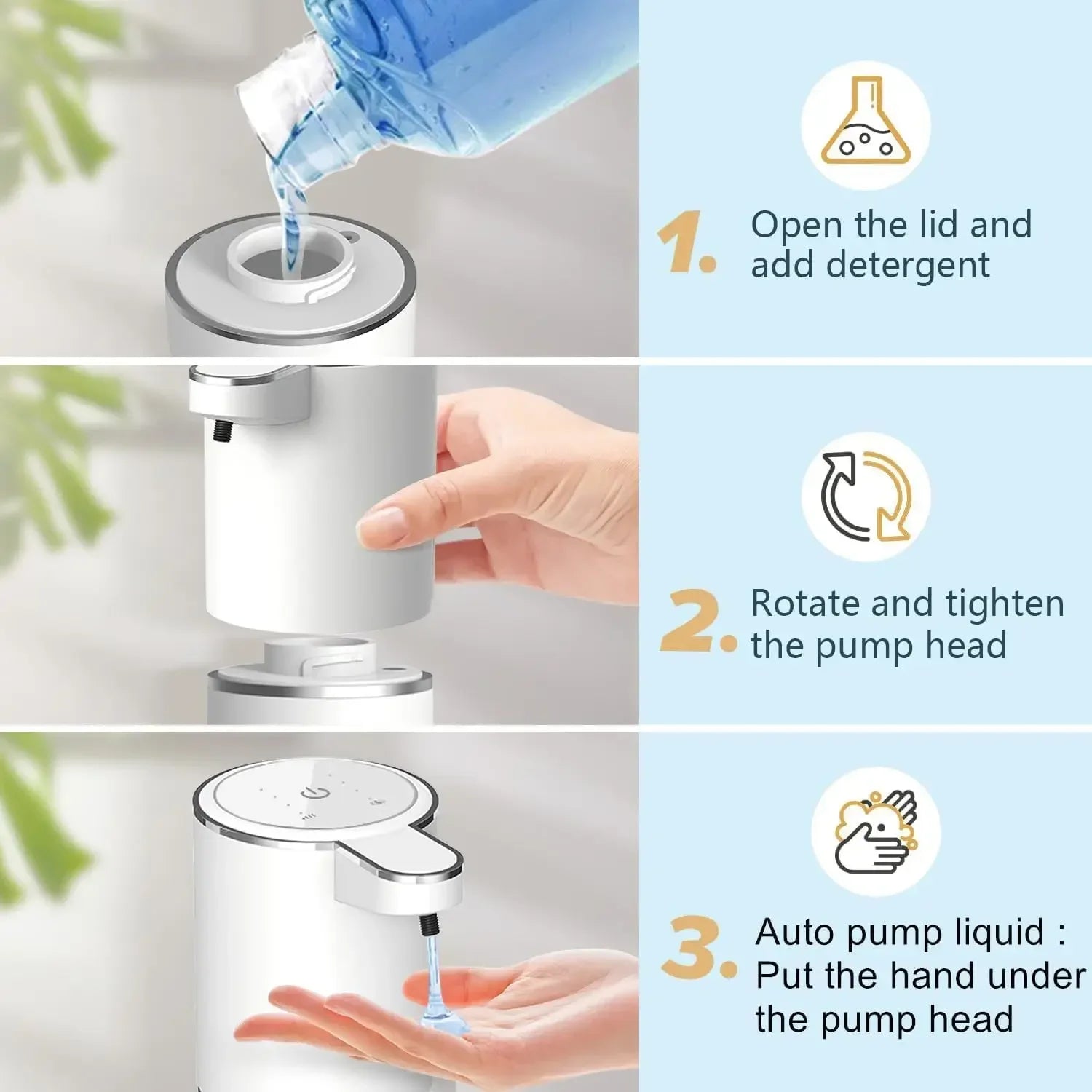 Automatic Liquid/Foam Soap Dispenser, Touchless Electric Dispenser, USB Rechargeable with Infrared Sensor