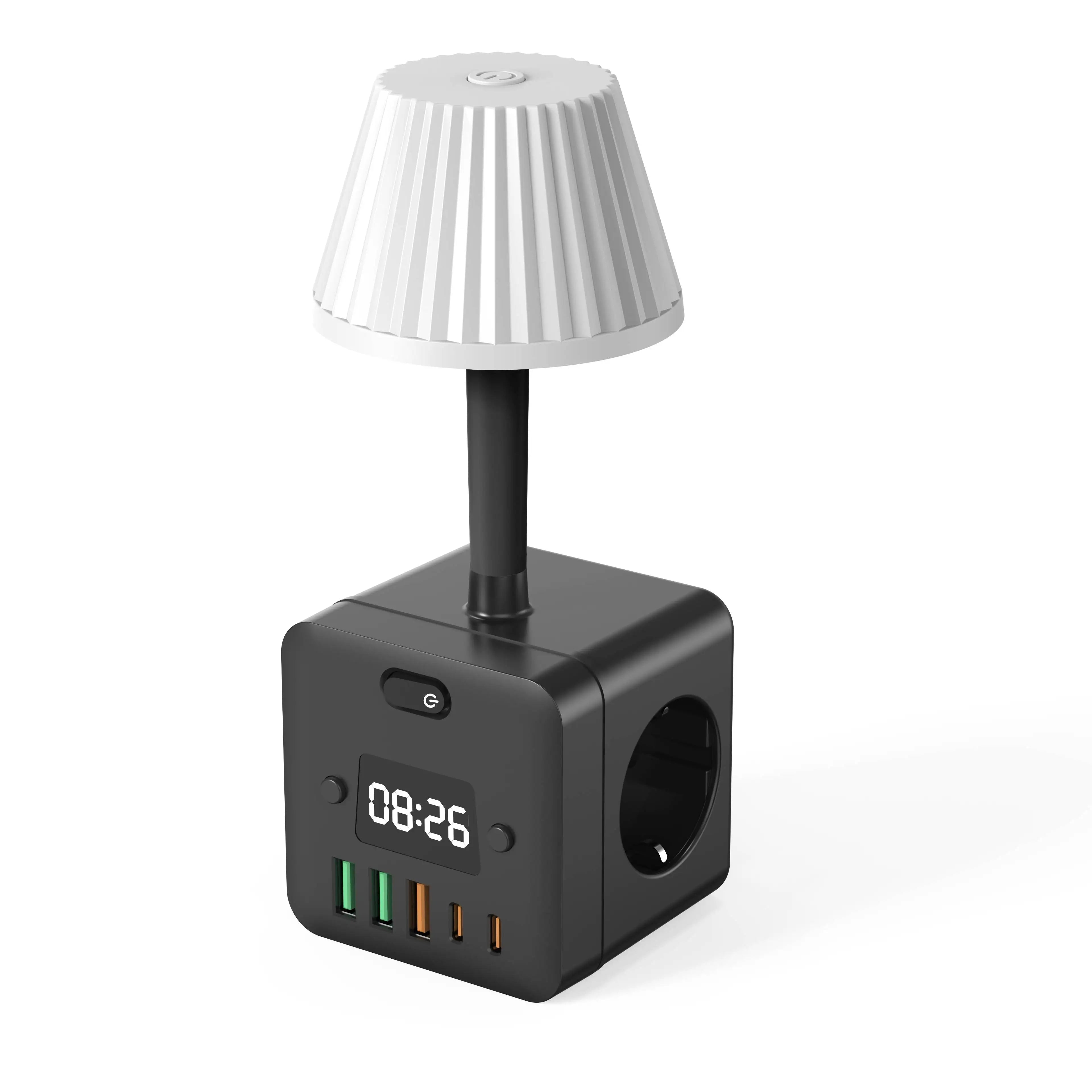 3-Outlet Clock Power Strip With Adjustable Night Light Socket and Surge Protection