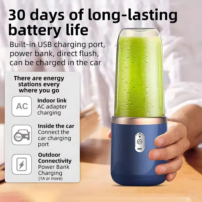 Portable USB Personal Mini Juicer Handheld Cup, Travel Blender Single Or Double Cup for Assorted Beverages