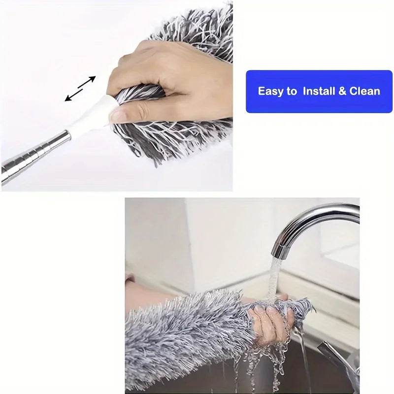 Multifunctional Retractable Duster With Bendable Head - Reusable And Washable For High Ceilings Furniture And Car