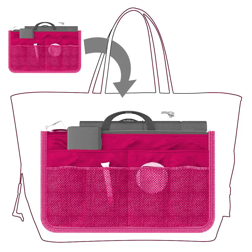 Women's Foldable Nylon Cosmetic Organizer Travel Large Capacity Handbag