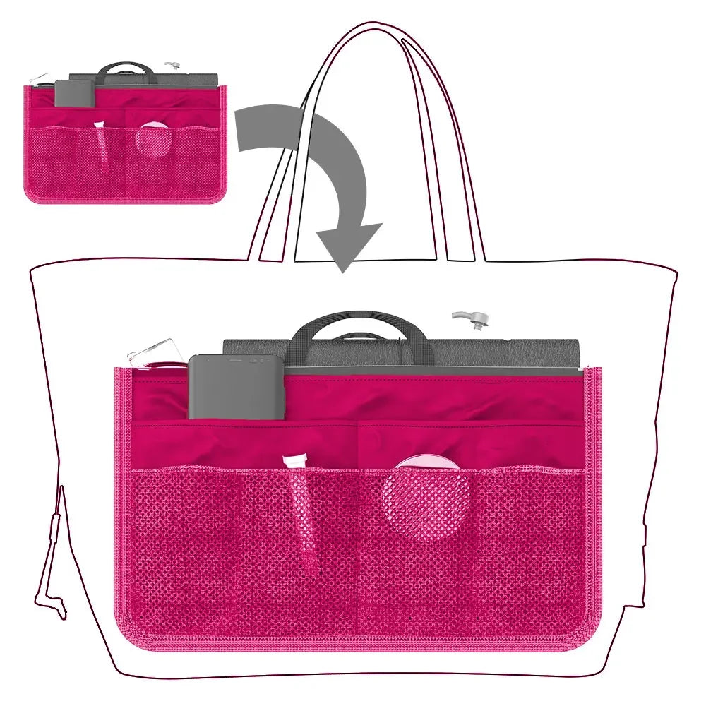 Women's Foldable Nylon Cosmetic Organizer Travel Large Capacity Handbag