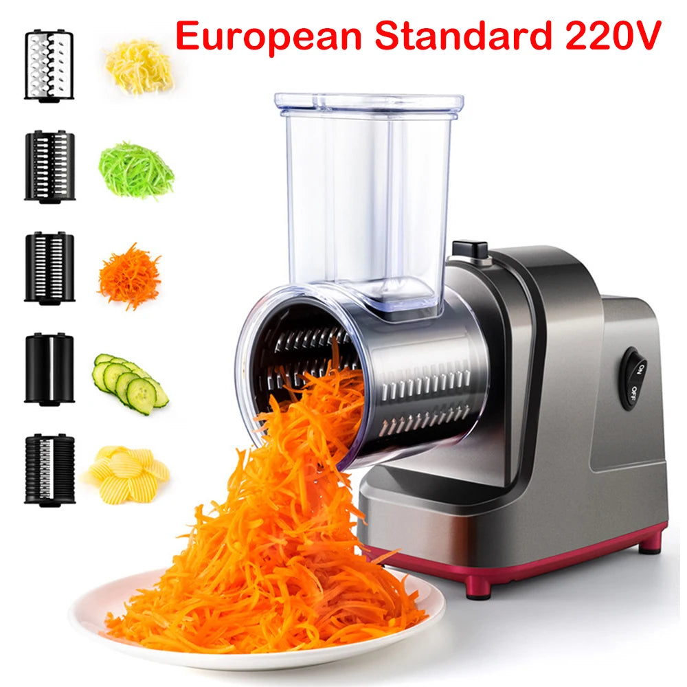 250W 5 in 1 Automatic Electric Multi-Vegetable Slicer, Shredder & Cutter