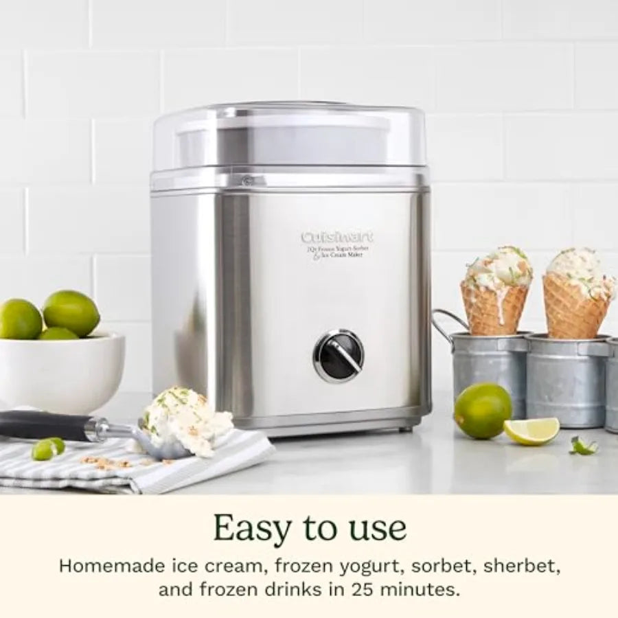 2-Quart Ice Cream, Sorbet, & Frozen Yogurt Maker with Silver Double-Insulated Freezer Bowl