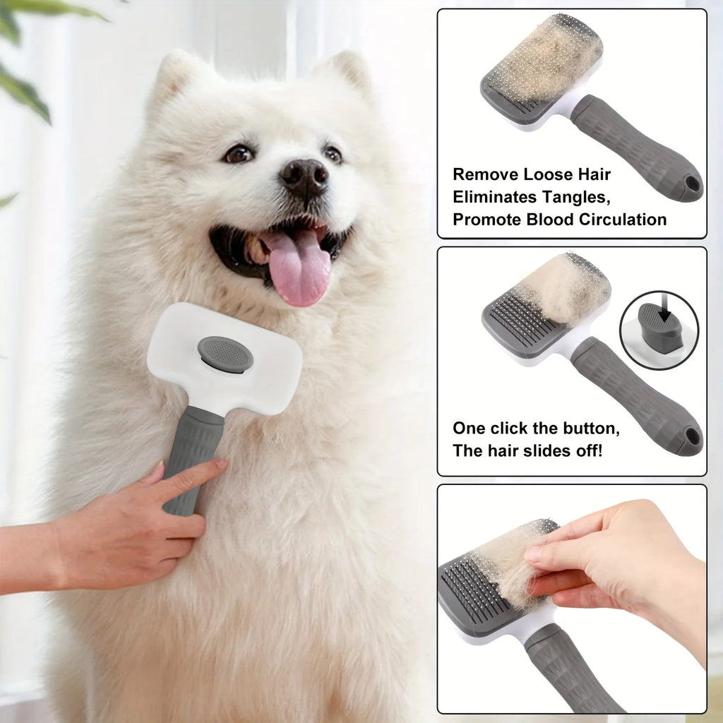 Self-cleaning Pet Hair Removal Comb For Cats And Dogs With Grooming Tool Accessories