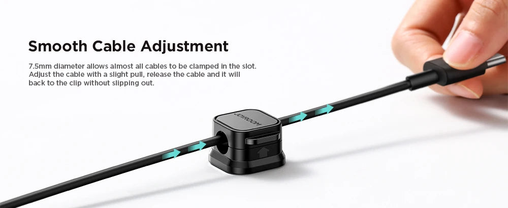 Smooth Adjustable Magnetic Cable Clips for Cord Holder and Wire Cable Keeper Organizer