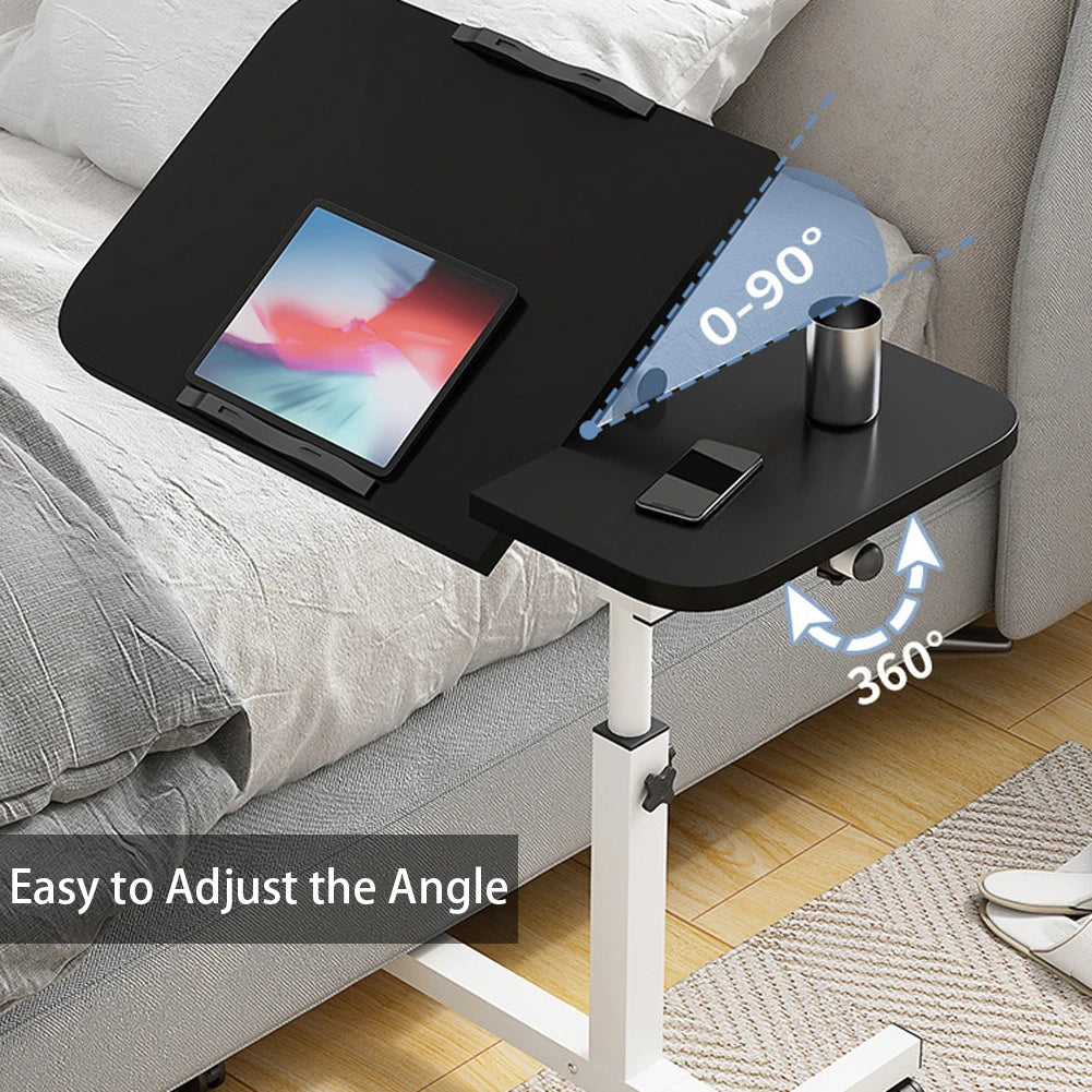 Movable Overbed Table With Wheels, Adjustable Height with Rolling Tray Table