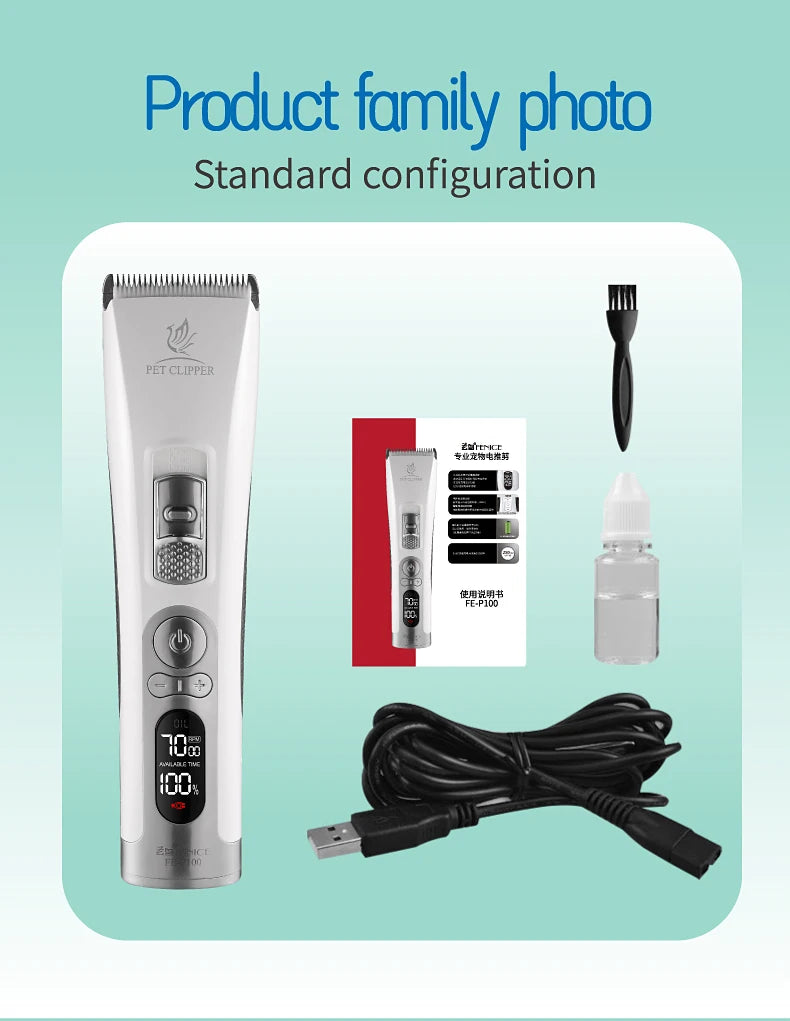 Professional LCD Screen Dog and Cat Electrical Grooming Clippers and Trimmers With Rechargeable Haircut Machine