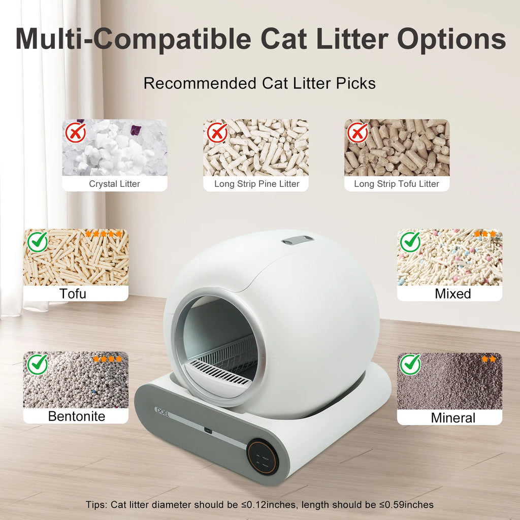2.4G WiFi Smart Cat Toilet App Control & Automatic Self Cleaning Cat Litter Box With Trash Bag