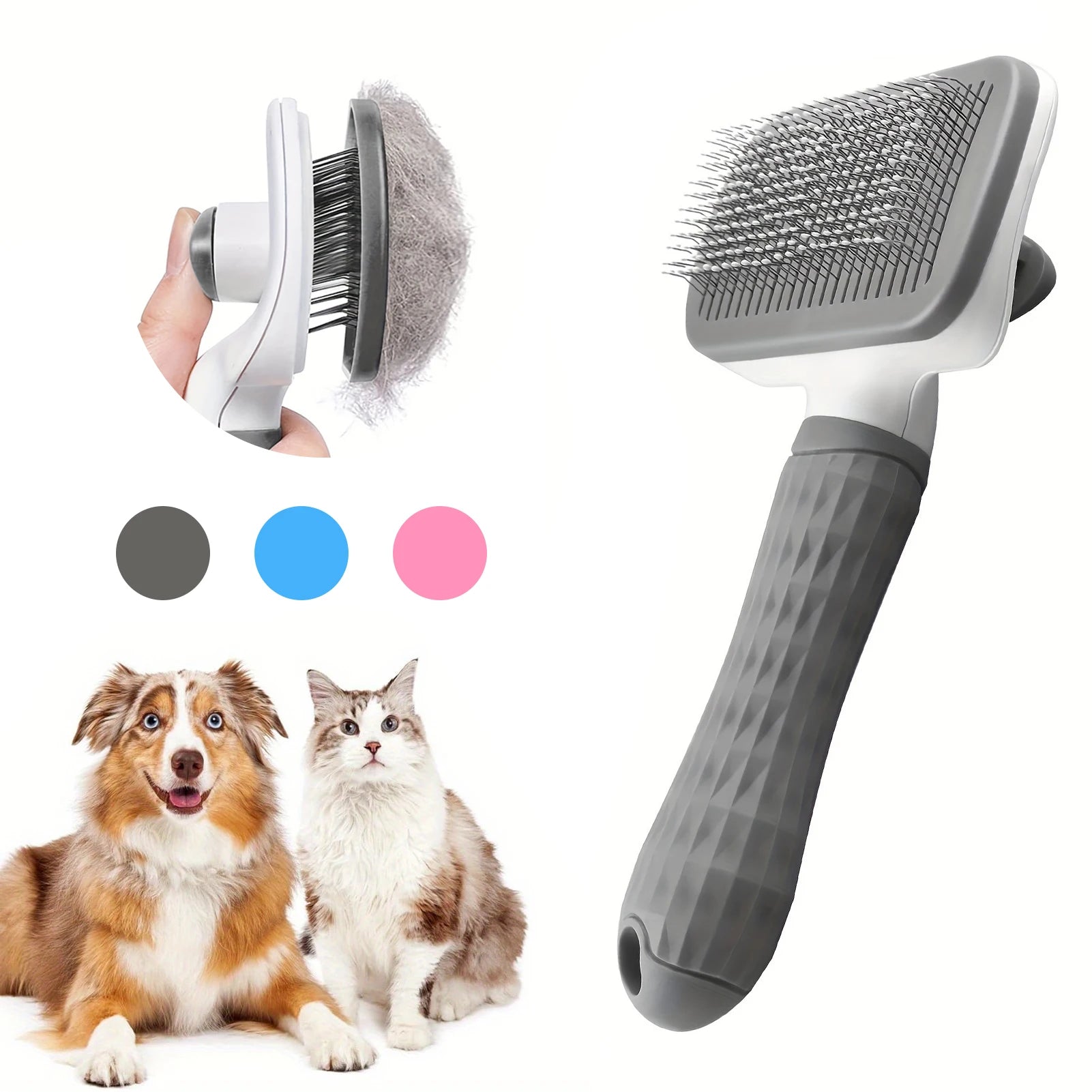 Self-cleaning Pet Hair Removal Comb For Cats And Dogs With Grooming Tool Accessories