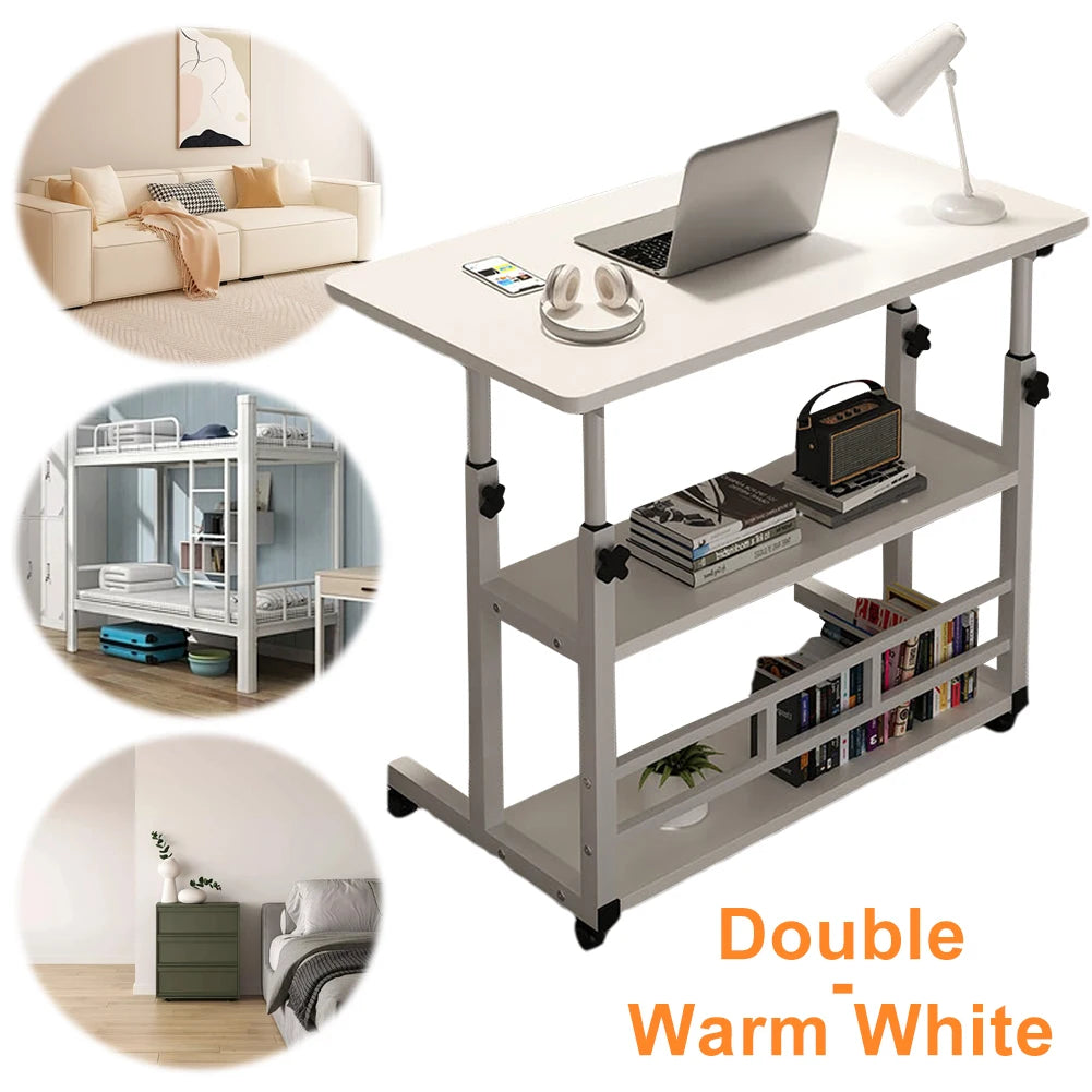 Height Adjustable Computer or Laptop Desk With Multi-Layer Storage