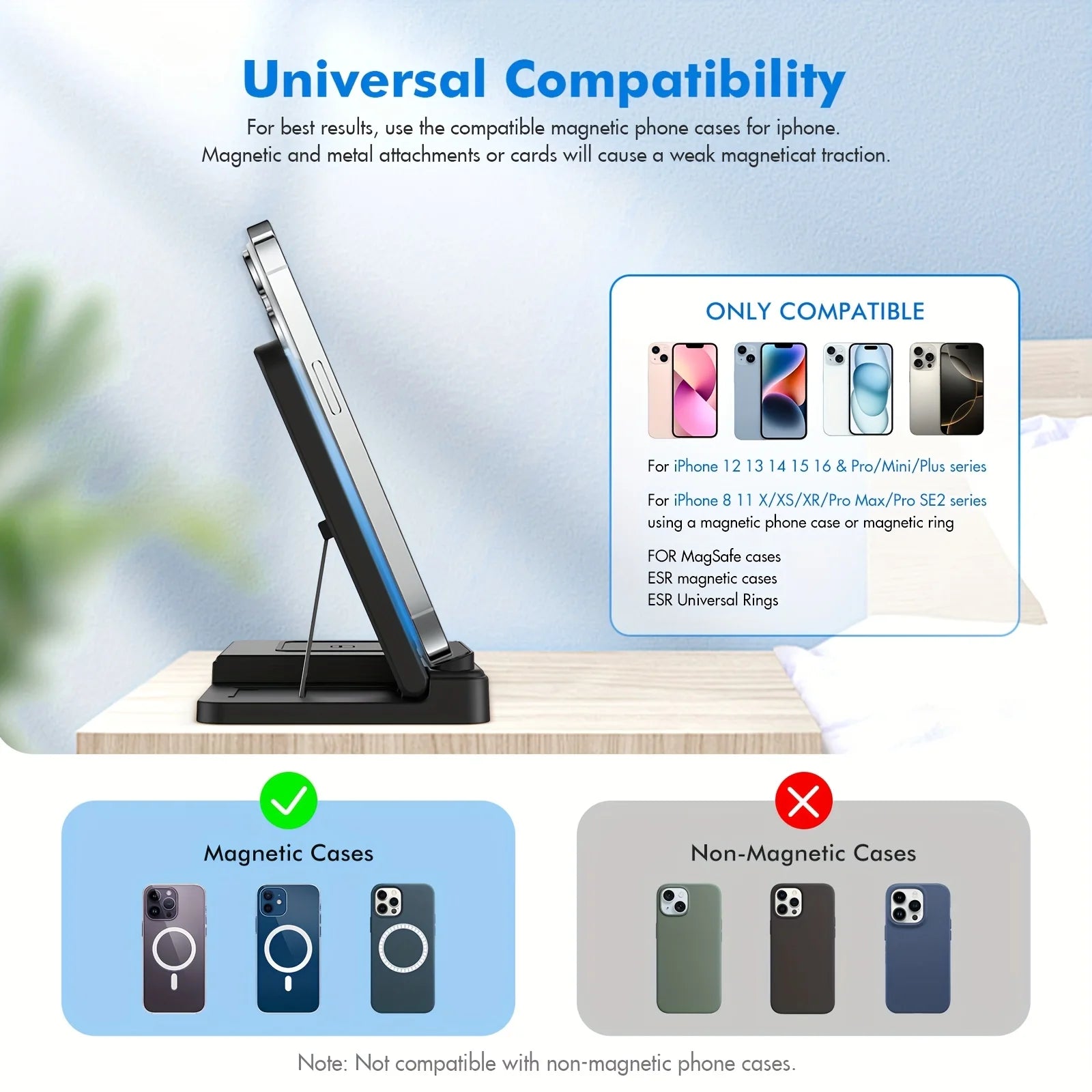 3 In 1 Magnetic Wireless Charger Stand 15W Fast Charging Dock Station Multiple Devices for iPhone