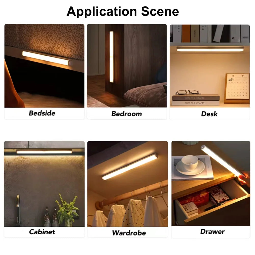 Rechargeable Magnetic Motion Sensor LED Bar Light Induction Portable Cordless Night Light