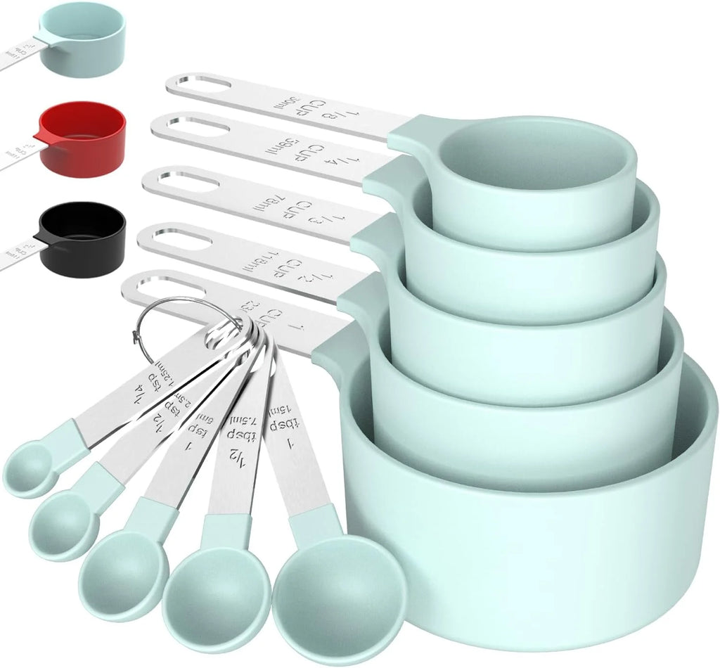 8pcs Stackable Nesting Measuring Cups & Spoons Set With Stainless Steel Handle