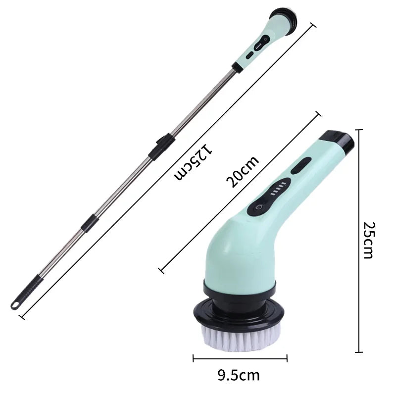 9-in-1 Electric Rotating Cleaning Brush, Wireless Multi-Purpose Scrubber with Replaceable Heads and Adjustable Telescopic Handle