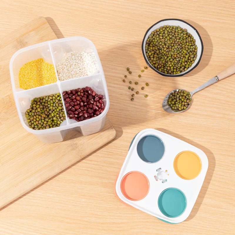 Kitchen Food Storage Box Plastic 4 grids Sealed Food Container Moisture-proof - Lovies Kitchenwares