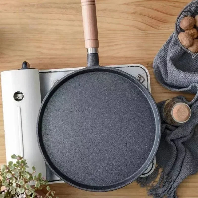 26cm Cast Iron Frying Pan Uncoated Non-stick Multi-Food Use Cookware