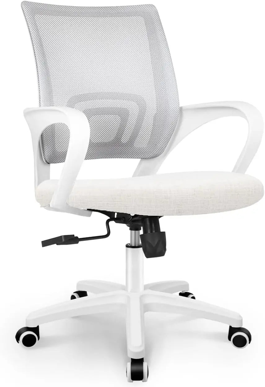 Black Mesh Office Chair Mid Back Lumbar Support Adjustable Height Swivel For Home Computer Desk Task