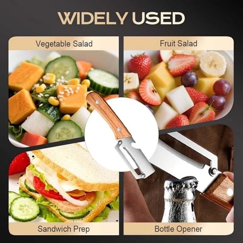 2 PCS Premium Vegetable Peeler Set Stainless Steel Blade with Wooden Handle and Includes Bottle Opener - Lovies Kitchenwares