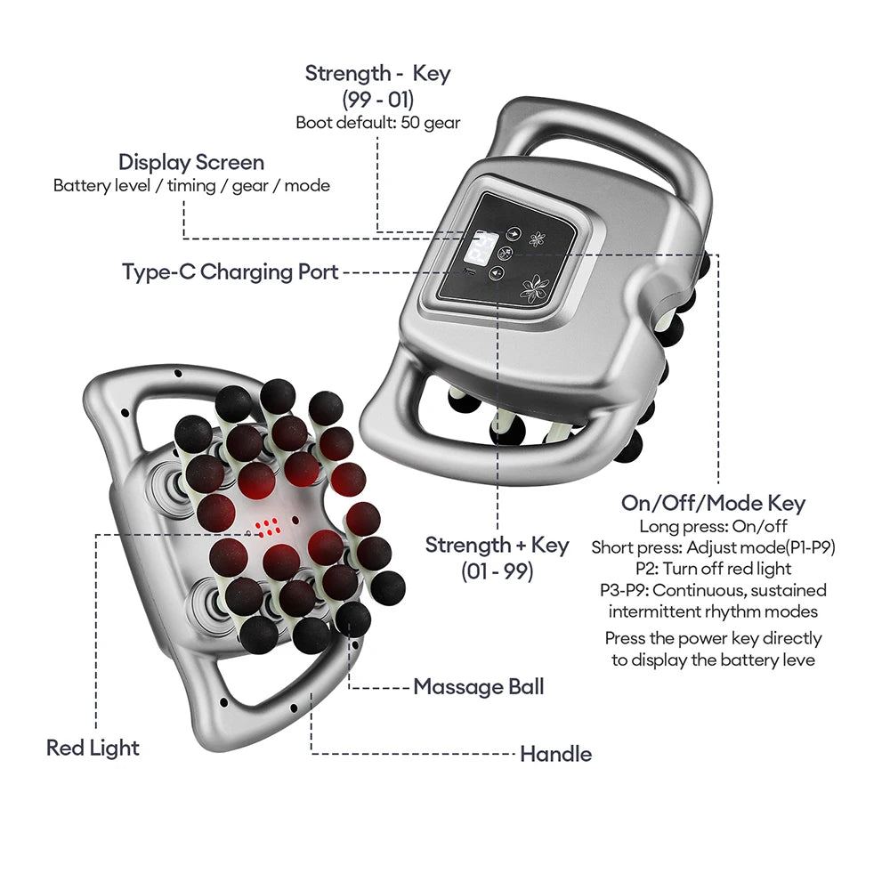 16-Head Fascia High-Frequency Vibration Body Massager For Back, Waist, Neck, and Shoulders